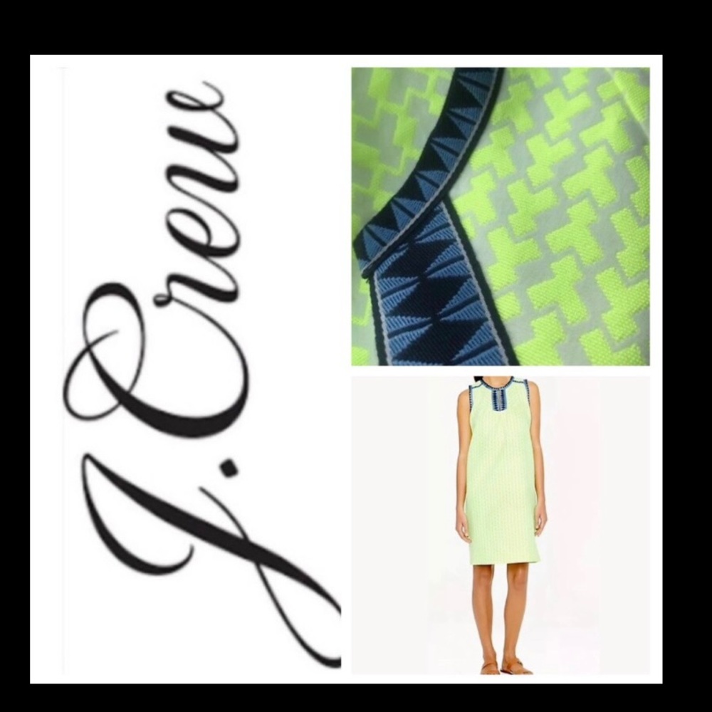 NEW J.Crew neon green/yellow with white, navy blue trim/new condition